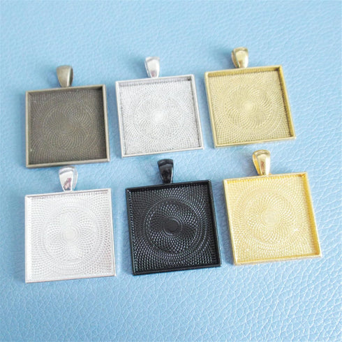 WAY DENG Pendant Tray Jewelry Making Charm Set of 30 Mixed Lots Metal Alloy Bezel Frame Square Base Settings Inner 25mm...