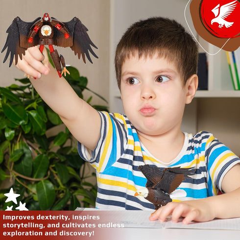 Forest & Twelfth Transforming Jungle Animal Toy Small - Unique Action Figure for Kids, Eagle-to-Robot and Vice-Versa in Seconds, Great Gift for Bo...