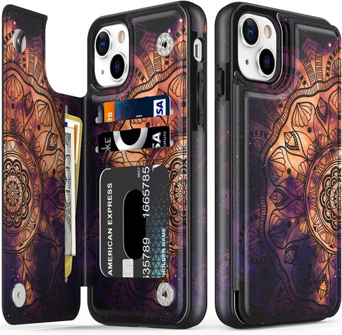 LETO for iPhone 13 Case,Luxury Flip Folio Leather Wallet Cover with Fashion Designs for Girls Women,Built-in Card Slots Kickstand Protective Phone...