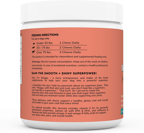 Skin & Coat Supplement for Dogs with Salmon Oil, Omega 3 & 6, EPA & DHA, Promotes Healthy Skin and Coat, Itchy Relief, Joint and Overall Health, D...