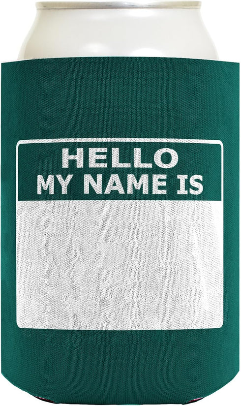 Personalized Can Cooler Hello My Name is Name Tag Set 6-Pack Can Drink Sleeves and Marker...