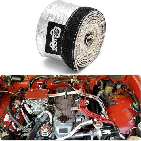 Heat Shroud Aluminized Sleeving Heat Shield fuel line wire heat sleeve 1/2" I.D. x 10FT with 20 Pcs 3.9Inch Stainless Steel Cable Metal Zip Ties...