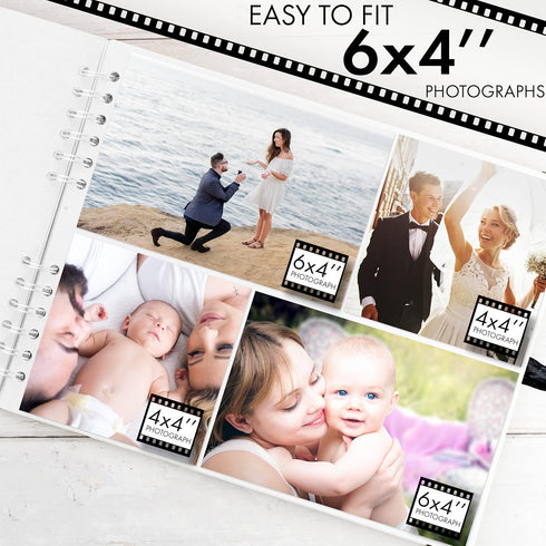 Bstorify Square Scrapbook Photo Albums 50 Pages (28 x 22 cm) White Thick Paper, Hardcover, Metal Corners, Ribbon Closure - Ideal for Your Scrapboo...