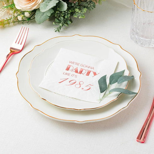 Crisky 40th Birthday Cocktail Napkins Rose Gold for Women 40th Birthday Party Decorations for Cake Dessert Berverage Table, 40th Birthday Party Su...