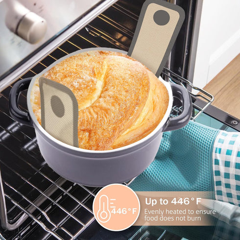 Silicone Bread Sling for Dutch Oven, 2 PCS Non-Stick & Easy Clean Reusable Silicone Bread Baking Mat with Long Handles, Easy to Transfer Sourdough...