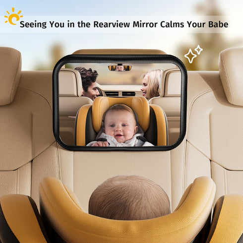 Baby Car Mirror for Baby Car Seat Safely Mirror Hook Clip Design for Rear Facing Infant Newborn 360° Rotation Baby Backseat Mirror with Wide Clear...