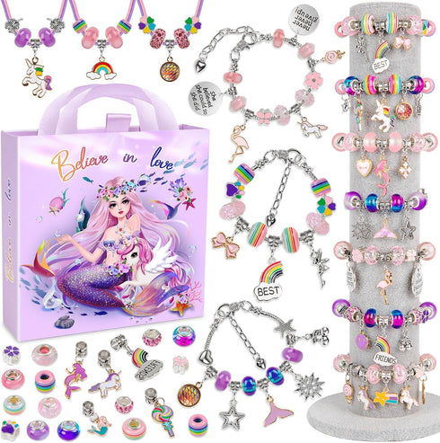 Sofier Charm Bracelet Making Kit Mermaid Gifts for Girls DIY Crafts for Girls Ages 8-12 Teen Girl Gift Ideas Kids Jewelry Making Birthday Christma...