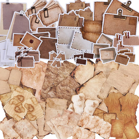 Zonon 90 Pieces Vintage Scrapbook Paper Stickers, Antique Looking Aged Paper Classic Old Writing Sticker for Scrapbook, Notebook, Journal, 2 Style...