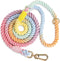 5 FT Dog Leash Handmade Braided Rope Dog Leash for Small Medium and Large Dogs, Colorful Macaron...