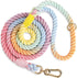 5 FT Dog Leash Handmade Braided Rope Dog Leash for Small Medium and Large Dogs, Colorful Macaron...
