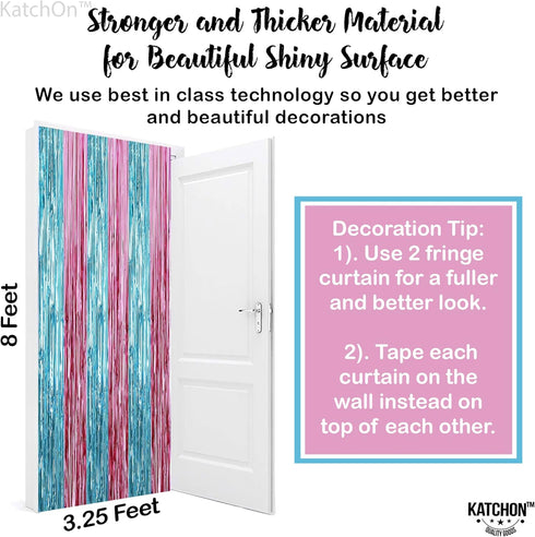 KatchOn, XtraLarge Pink and Blue Streamers - 3.2 x 8 Ft, Pack of 2 | Pink and Blue Streamers for Gender Reveal Decorations | Streamer Backdrop for...