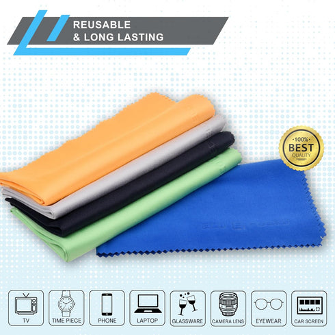 Eco-Fused Microfiber Cleaning Cloth - 12x12 Inch Microfiber Cloth - Pack of 20 Large Cleaning Cloths - Microfiber Cleaning Cloth for Electronics a...