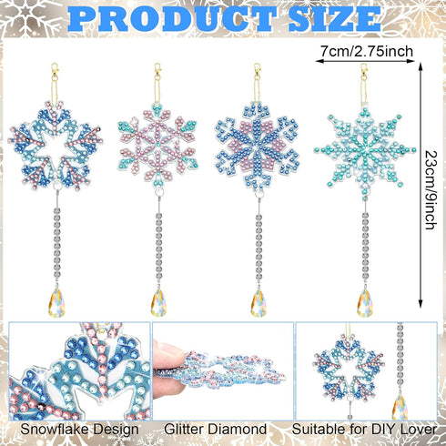 Poen 12 Pcs Winter Snowflake Diamond Painting Keychains Kits 5d Christmas Diamond Painting Ornaments Hanging Pendant Diamond Painting Art DIY for ...