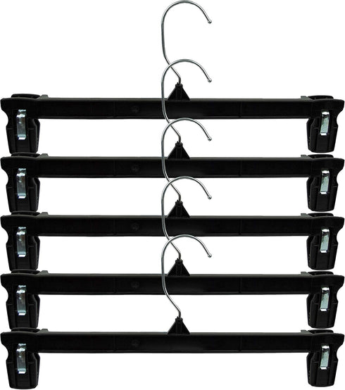 HangOn Recycled Plastic with Ridged Clips Pants Hangers, 12 Inch, Black, 10 Pack...