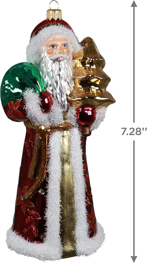 Hallmark Keepsake Christmas Ornament 2021, Sprightly Santa, Blown Glass...