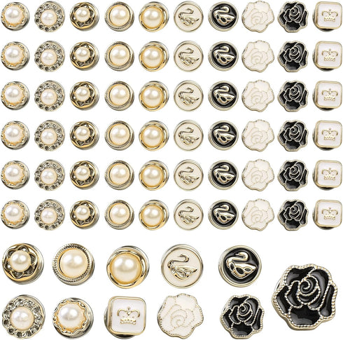 120pcs Brooch Buttons for Women, Mini Instant Buttons Pins,Assorted Brooch Pins, Pearl Rhinestones Shirt Lapel Brooch Pins, Cover Up Buttons Pins ...