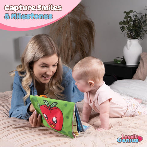 Tummy Time Mirror Toys with Soft Crinkle 3D Activity Book-Baby Teether, High Contrast Baby Toys for Newborn Tummy Time Toys Developmental Newborn ...