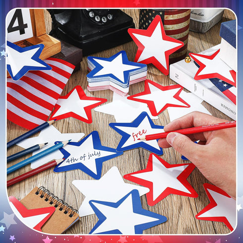 150 Pcs Star Creative Cutouts Paper 4 Inches Star Bulletin Board Decorations Red White and Blue 4th of July Classroom Die Cuts for Independence Da...