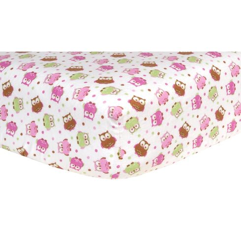 Trend Lab Print Flannel Crib Sheet, Owl...