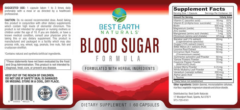 Best Earth Naturals Blood Sugar Formula with Cinnamon, Gymnema Sylvestre, Banaba, Guggul and More 60 Count...