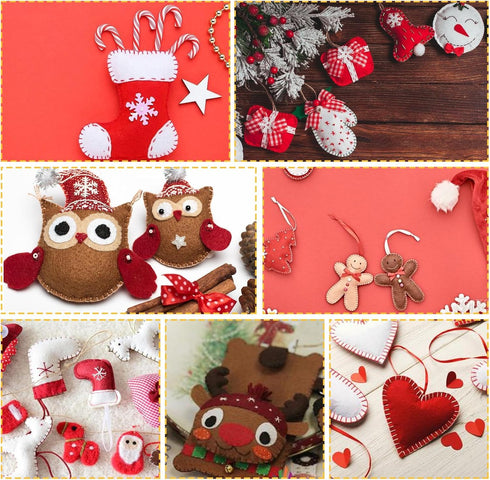 Felt Sheets Fabric, 7" x 11" Felt Fabric for Crafts 10Pcs Halloween Christmas Fabric Fall Felt for DIY and Sewing Projects (Red)...
