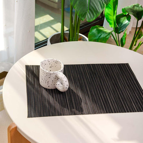 FunWheat Placemats Set of 4 Vinyl Washable Place Mats for Dining Table Mats Easy to Clean(Black,4pcs)...