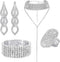 Fumete 4 Pcs Rhinestone Jewelry Set Bling Diamond Choker Necklace Bracelet Ring Earrings Set for Women Party Costume Jewelry...