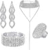 Fumete 4 Pcs Rhinestone Jewelry Set Bling Diamond Choker Necklace Bracelet Ring Earrings Set for Women Party Costume Jewelry...