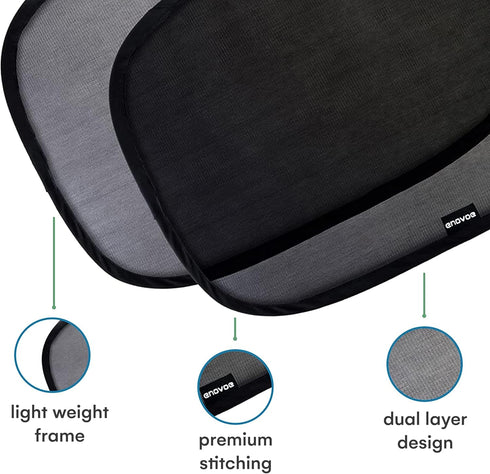 2-Pack Car Window Shades by Enovoe - 19 x 12 in Side Window Cover for SUVs, Sedans, and Trucks - Protects Baby from UV Rays and Glare - Cling Desi...
