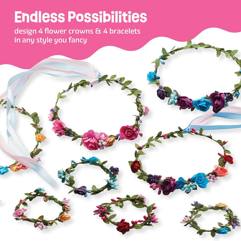 Flower Crown & Bracelet Making Kit for Kids - Crafts for Girls Ages 6-8 Years Old - Arts & Craft Birthday Gifts for Girl Age 6, 7, 8, 9, 10 Year O...