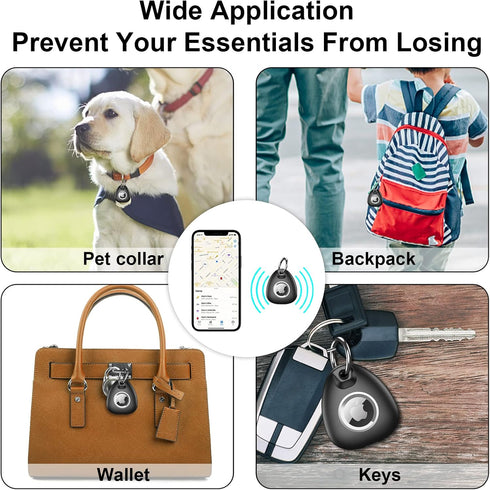 2 Pack IPX8 Waterproof Airtag Keychain with Airtag Holder Case,Full Body Shockproof,Anti-Scratch Cover Air tag for Cat,Dog,Keys,Luggage,Wallet(Bla...