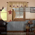 Burlap Natural with Burgundy Stars Primitive 16"x72" Valance Tan Rod Pocket Stenciled Cotton Kitchen Window Curtains...