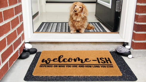 Welcome-Ish Front Door Mat - Welcome-Ish Depends Who You are Doormat Non Slip Backing Mat for Home Entry Farmhouse?17"x 29" ?...