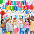 Happy Birthday Decorations Kit: Happy Birthday Banner,Birthday Dots Design Plastic Backdrop, Circle Confetti Garland, Swirl Streamers, Honeycomb B...