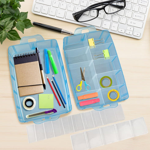 3-Layer Stackable Craft Organizer Box - Stackable Storage with 30 Adjustable Compartments for Jewelry, Sewing Notions & Lego Storage...