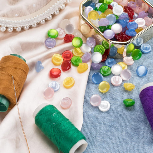 PAGOW 120pcs 11mm Colorful Mushroon Sewing Buttons Craft Resin Pearl Fasteners Scrapbooking DIY Christmas Valentines Birthday for Kids Clothes Coa...