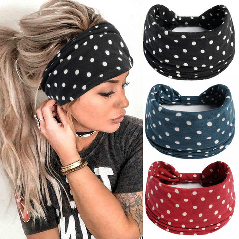 K-Elewon 3 Pack Women Wide Elastic Head Wrap Headband Sports yoga Hair Band (3 Pack(A32))...