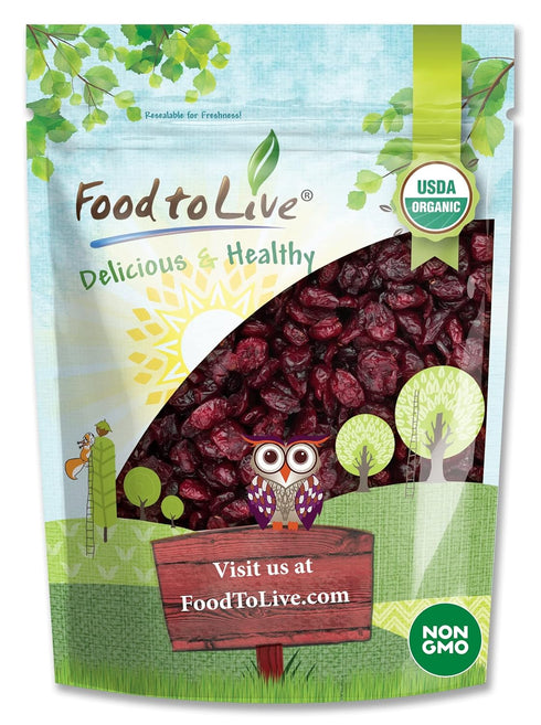 Food to Live Organic Dried Cranberries, 8 Ounces – Non-GMO, Kosher, Unsulfured, Bulk...