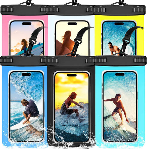 6 Pack Waterproof Phone Pouch IPX8 Universal Waterproof Case Dry Bag Phone Protector for iPhone 15 14 13 12 11 Pro Max Plus XS XR X 8 Galaxy S23 S...