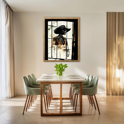 Posterizer 1 pcs-Skeleton/death at the door- creepy holloween art-Gothic Art-Western Art-Gifts for Men-Living Room Bedroom Decor- unframed wall ar...