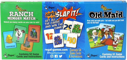Regal Games Farm Match, Slap It, Old Maid Card Games for Kids Ages 4 5 6 7 8+ | Family Fun Playing Card Set (160 Game Cards, 3 Pack)...