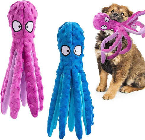 Alphatool Squeaky Dog Toys, Octopus Toys for Aggressive Chewers, Tough No Stuffing Plush Large Dogs, Crinkle Interactive Puppy Small Medium Dogs (...