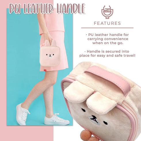 na1 Cute Kawaii Plush Makeup/Cosmetic Bag With Inner Pocket and Handle and Zipper Closure for Convenient Travel and Portability, Soft Velvet Textu...