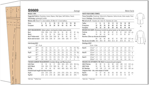 Simplicity Misses' Raised Waist Tops Sewing Pattern Packet, Design Code S9889, Sizes 12-14-16-18-20...