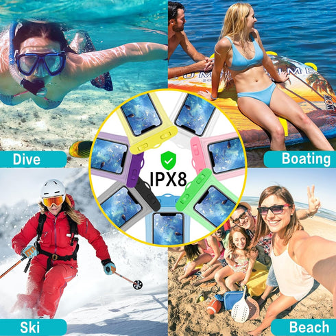 7 Pcs Waterproof Phone Pouch, Universal IPX8 Floating Waterproof Cell Phone Case Dry Bag, Compatible with Most Cell Phone on Market, Waterproof Ph...
