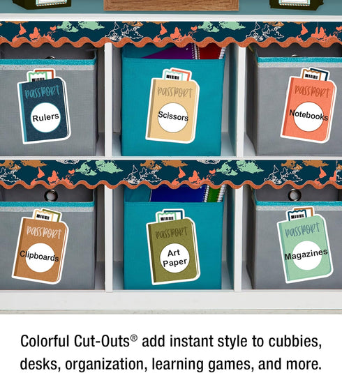 Carson Dellosa Let's Explore 36-Piece Adventure Awaits Passports Bulletin Board Cutouts, Travel Bulletin Board Decorations, Passport Cutouts for B...