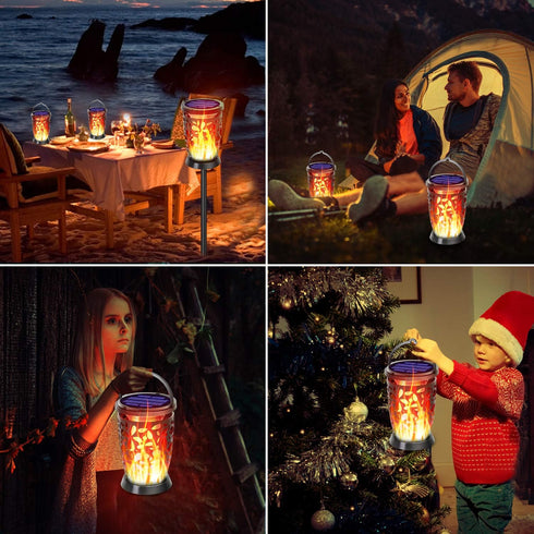 Solar Lanterns Outdoor Waterproof,Flickering Flames Outdoor Solar Lights,Hanging Lanterns Decoration Lighting for Table, Garden, Patio, Tree, Yard...