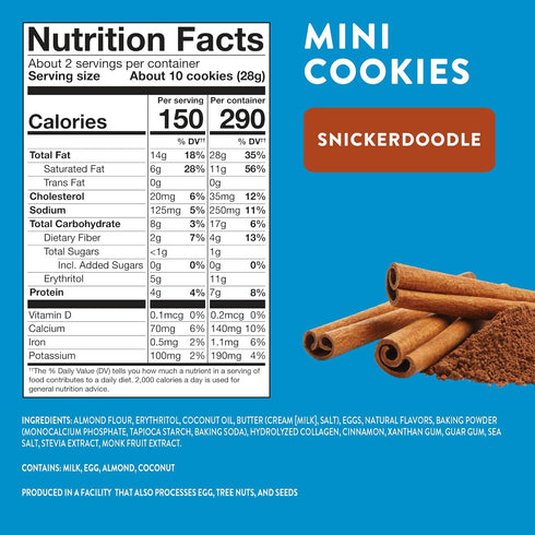 HighKey Low Carb Snickerdoodle Cookie - Keto Snacks Diabetic Desserts Diet Friendly Food Gluten Free Zero Carbs Treat Cinnamon Sweets Healthy Snac...