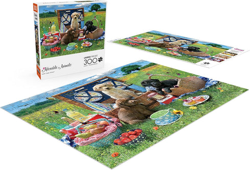 Buffalo Games - Adorable Animals - Puppy Park Picnic - 300 Large Piece Jigsaw Puzzle for Adults Challenging Puzzle Perfect for Game Nights...