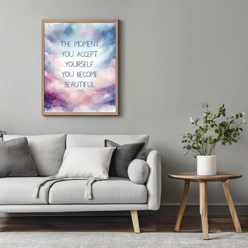 Posterizer 1 pcs-The Moment You Accept Yourself-Osho-Philosophy-Spiritual Quotes-Motivational & Inspirational Art-Gift For Buddhism Meditation phi...